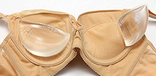 2PCS Clear Breathable Silicone Inserts Pads Breast Enhancers Push-up Bra Insert Pad Swimwear Push up Booster Pads (Clear)