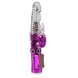 UZZO Sexy Rabbit Vibe for Women - Waterproof 360 Degree Rotating Rabbit Vibrator With Metallic Beads- Rechargeable Vibrating Wand