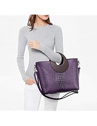 Bolso de mano para mujer con asa de madera, estilo rústico