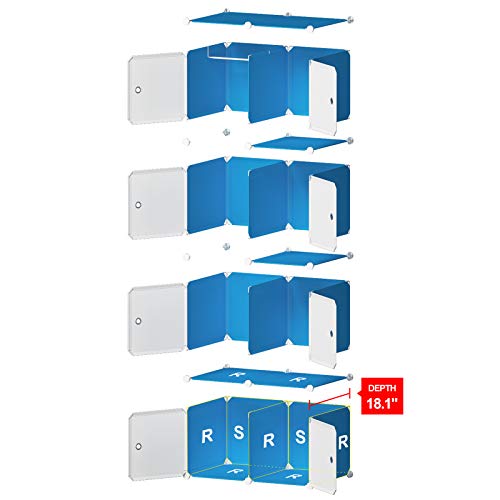 GEORGE&DANIS Portable Closet Armoire Wardrobe Plastic Dresser Bedroom DIY Cube Storage Organizer, White, 18 inches Depth, 2x4 Tiers - Thumbnail 4