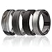 ROQ Silicone Rubber Wedding Ring for Men, Men's Wedding Band, Breathable Rubber Engagement Band, 8mm Wide 2mm Thick, Step Edge, 4 Pack, Black, Black Camo, Silver, Beveled Metallic Platinum, Size 10