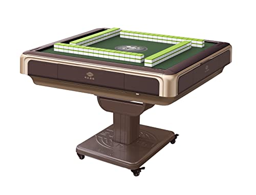 THYHO Automatic Mahjong Table with Tiles 宣和 电动麻将桌 Electric Mah Jongg More Rounds No More Shuffling (44mm Numbered Tiles, Champagne Pedestal Unfolding Style)
