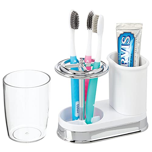mDesign Decorative Plastic Bathroom Vanity Countertop Toothpaste