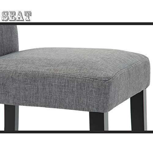 Upholstered Dining Chairs with Solid Wooden Legs, Modern Stylish Fabric Padded Parsons Chairs Set of 4 (Gray)