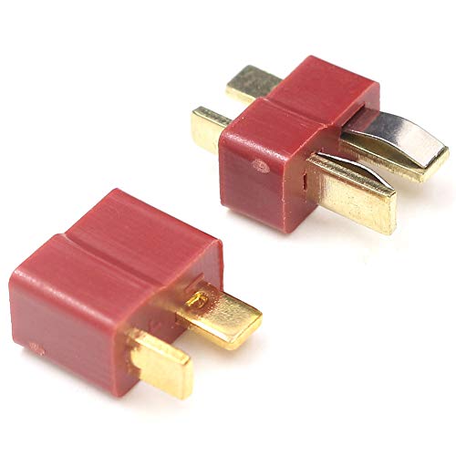 TEZONG Red Ultra T Plug Connectors Deans Style 10pcs Male and 10pcs Female with 20pcs Shrink Tubing for RC LiPo Battery Pack ESC Electric Engine Motor Parts