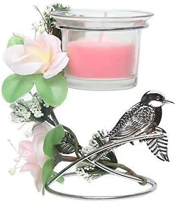 Sacred Salts Votive Candle Holder | Bird Floral Design | Decorative Gift Box Packaging - Pink Candle Stand