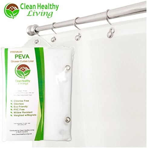 Premium PEVA Shower Liner / Curtain: Odorless &amp; Mildew Resistant (with Magnets &amp; Suction Cups). Eco Friendly 70 x 71 in. long - Frost Color - 3 Pack