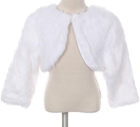 The Rain Kids White Faux Fur Pearl Button Little Girls' Special Occasion Shrug