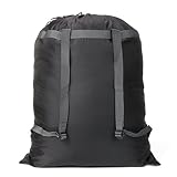 Extra Large Laundry Bag [26''x34''] Sturdy rip and tear resistant polyester material with drawstring closure. Ideal machine washable laundry bags for college, dorm and apartment dwellers-black