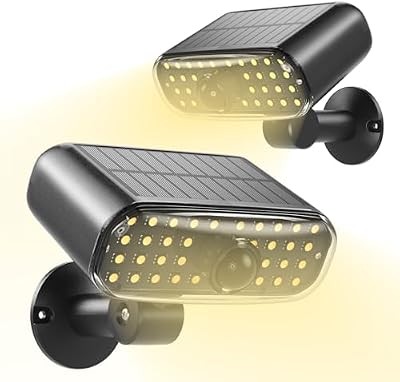 2 Unités de Lampes Solares Extérieures de Mur, avec Détecteur de Mouvement, Lampe Extérieures LED Étanches IP65, Lampe de Sécurité Solares avec 3 Modes, Adaptées aux Jardins