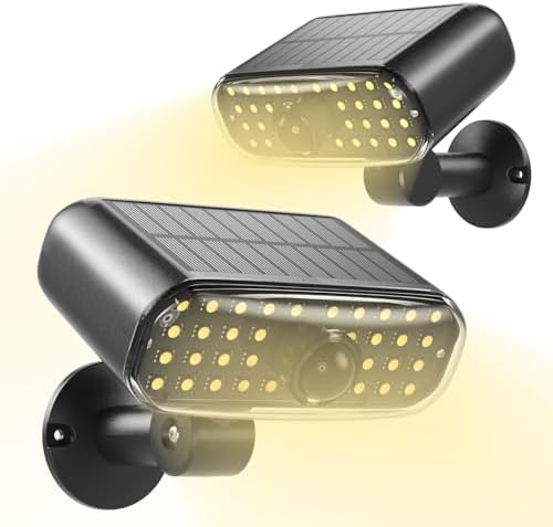 2 Unità di Lampade Solari Esterne a Parete, con Detector di Movimento, Lampade Esterne LED Impermeabili IP65, Lampade di Sicurezza Solari con 3 Modalità, Adatte ai Giardini