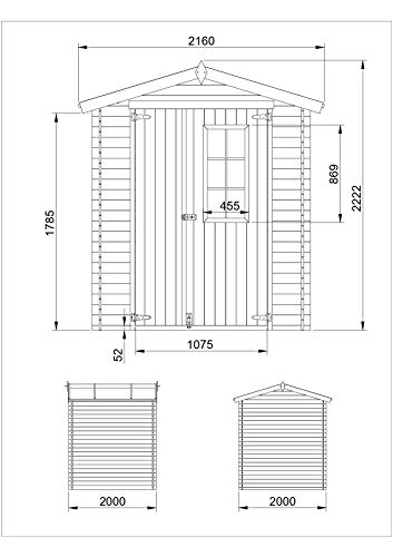 TIMBELA M343E ABRI de Jardin en Bois Exterieur - Chalet en Pin/épicéa- H218 x 200 x 200 cm, 3.53 m² - EP. 19 mm