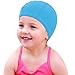 QY 2Pack Superior Polyester Cloth Fabric Bathing Cap Swimming Caps Swimming Hats for Water Sports,Sky Blue Color