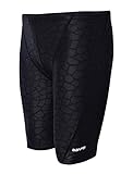 Mens Quick Dry Solid Square Leg Swimsuit (US XS/Tag L (Waist 27-29"), Black Prints)