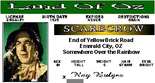 Wizard of Oz - Scarecrow - Collector Card