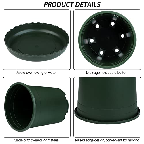 ELCOHO 15 Pack Flower Plant Pots 1 Gallon Planters Green Plastic Pots