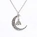 Stylish Crescent Pendant Necklace,Haluoo Girls Silver Crescent Moon Necklace Metal Hollow Moon Geometry Pendant Necklace Sterling Silver Long Sweater Chain Necklace Women Men Jewelry (Silver)thumb 3