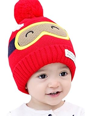 Fashion Cartoon Pilot Eyes Super Soft Baby Hat Knitted Wool Crochet Hat Baby Caps Winter Ear Warm Beanie Headwrap
