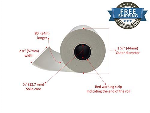 Receipt Paper Roll 2 1/4 X 80 Verifone Vx510 Vx570 Vx610 Vx810 Vx820 (10 rolls)