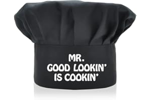 AGMdesign MR. Good Looking is Cooking Funny Chef Hat, Funny Chef Wear, Adjustable Kitchen Cooking Hat for Men & Women Black, Mother's Day/Father's Day/Birthday Gift for Him, Her, Mom, Dad, Friend
