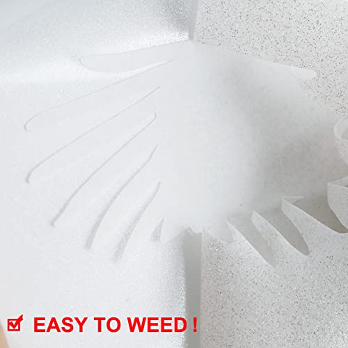 TUMIYA Glitter White HTV Vinyl 12” x 20 Ft Glitter Heat Transfer