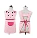 Love Potato Cute Girls Toddler Cartoom Cat Embroidered Cotton Kitchen Cooking Baking Apron for Kids 2-4 Years Old (Pink)