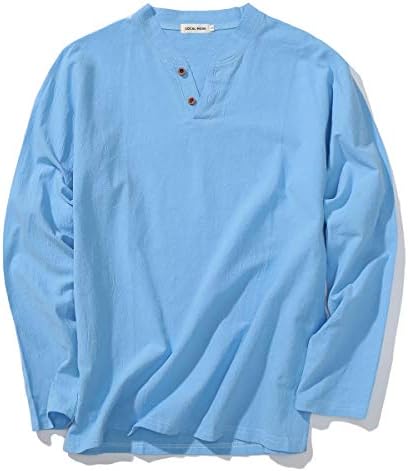 LOCALMODE Men Linen and Cotton V Neck Short Sleeve T Shirts Casual Tee