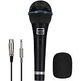 Hotec Professional Vocal Dynamic Handheld Microphone with 19ft Detachable XLR Cable and ON/OFF Switch (Metal Black) H-W06B