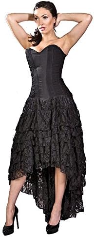 Burleska Helena Dress Black Taffeta Corset Gothic Burlesque Victorian Mistress Prom (XL/28)