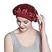 Wide Band Satin Bonnet Cap Silk Hat for Sleeping Wine Red