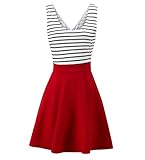 NINEWE Womens Trendy Slim Fit Sleeveless Open Back Cocktail Slim Black White Striped Mini Dress