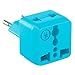 Yubi Power European Plug Adapter 2 in 1 Universal Travel Adapter with 2 Universal Outlets - 2 Pack - Light Blue - Type C for Europe, France, Germany, Russia, Spain & More.