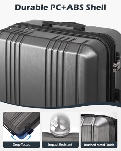 Coolife Luggage Expandable Suitcase PC+ABS with TSA Lock Spinner 20in24in28in (Grey, 3 Piece Set) Coolife Luggage Expandable Suitcase PC+ABS with TSA Lock Spinner 20in24in28in (Grey, 3 Piece Set)