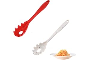 2 Pcs Silicone Pasta Fork,High Heat Resistant Silicone Spaghetti Spoon,Soft Noodle Spoon,Silicone Integrated Spaghetti Spoon 