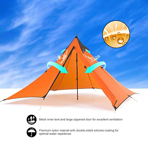 Trekkingstok, ultralichte tent voor 1 persoon, 3 seizoenen, lichte piramidetent voor bergbeklimmen, wandelen, kamperen - Image 7