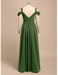 Alicepub - Vestido largo de gasa con cuello en V para dama de honor, para mujer