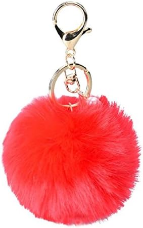 Key Pendant,Leegor Rabbit Fur Ball Keychain Bag Plush Car Key Ring Car Key Pendant (Watermelon)