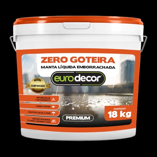 Manta Liquida Emborrachada Premium Euro Decor Zero Goteira 18KG Contra Fissuras Trincas Infiltrações (Branco Neve)