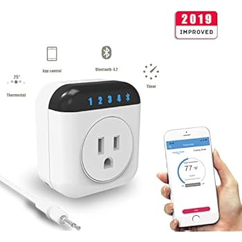 Bluetooth Smart Plug, Nashone Multi-Function Outlet, Thermostat, Timing, Countdown and Schedule APP Control Compatible with iOS & Android (White)