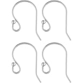 20pcs Adabele Authentic Sterling Silver Ball End Fish Earring Hooks Connector 20mm Dangle Ear Wire (Wire 0.6mm/22 Gauge) for DIY Earrings Making SS194-AA