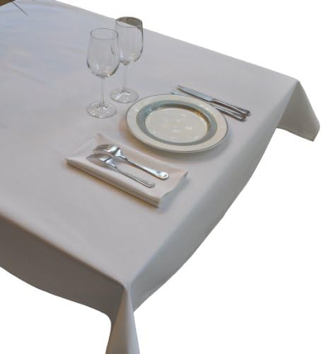 52 in by 114 in White Rectangular Tablecloth Heavy Woven Polyester - Commerci...