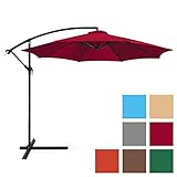 Best Choice Products 10ft Offset Hanging Market Patio Umbrella w/ Easy Tilt Adjustment, Polyester Shade, 8 Ribs for Backyard, Poolside, Lawn and Garden - Burgundy