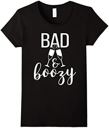 Womens Bad and Boozy Funny Bachelorette Party Wedding T-Shirt XL Black