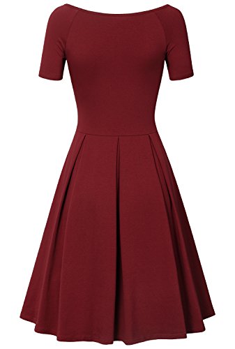 Laksmi Boat Neck Key Hole Short Sleeve A Line Sexy Casual Dress Women Dresses,