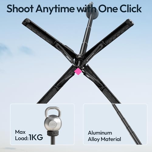 ULANZI Magnetic Phone Tripod, MT85 Auto Open Tripod with Enhanced 4-Leg, 60'' Selfie Stick Extendable Phone Stand, for Content Creation/Vlog, Compatible with iPhone 17/16/15/14/13/12 (Black)