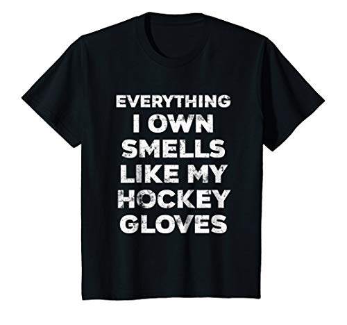 Kids Funny Hockey Tee Shirt Cool Hockey Gloves Stink Player Gift