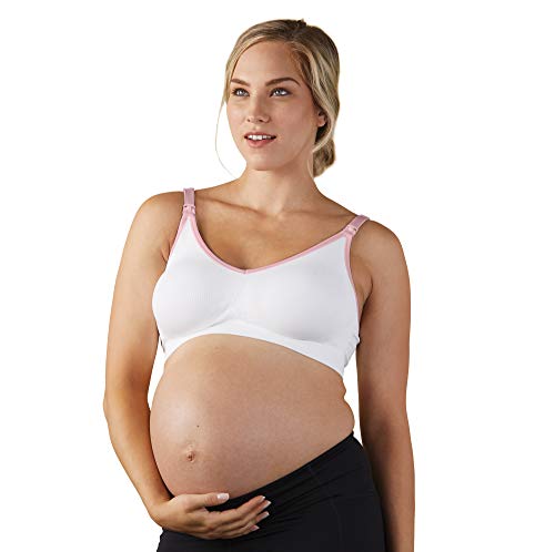 BRAVADO! DESIGNS Women's Body Silk Seamless Nursing Bra and Maternity Bra, White Blush, Large