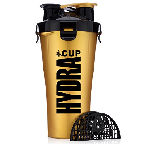 Hydra Cup - Dual Threat Shaker Bottle, 28 Ounce Gold Shaker Cup (1, Solar Gold) Hydra Cup - Dual Threat Shaker Bottle, 28 Ounce Gold Shaker Cup (1, Solar Gold)