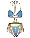 Huiyuzhi Womens African Dashiki Metallic 2 Piece Cut Out Bikini Swimsuit (M, Blue-Gold)