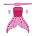 Lexbo Swim Fins, Monofin Adjustable Mermaid Tails Children Size Diving Swimming Foot Flipper Training Recreational with 3 Color for Girls/Boys